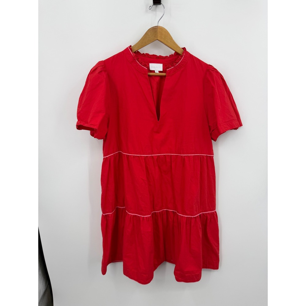 Sugarlips Tiered Mini Dress Women XL Red Puff Sleeve Ruffle Neck STD14269